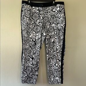 Lane Bryant Black and White Floral Cropped Pants